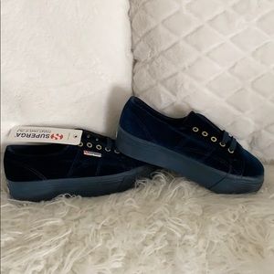 SUPERGA blue velvet women shoes in size 7.5 (38)
